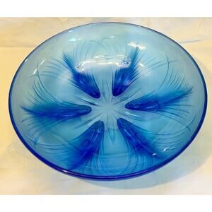 Beautiful Verlys SIGNED Blue Footed Bowl-Antique French-peacock